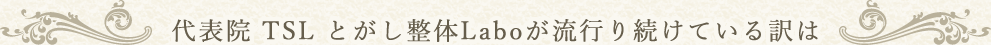 代表院 TSL とがし整体Laboが流行り続けている訳は